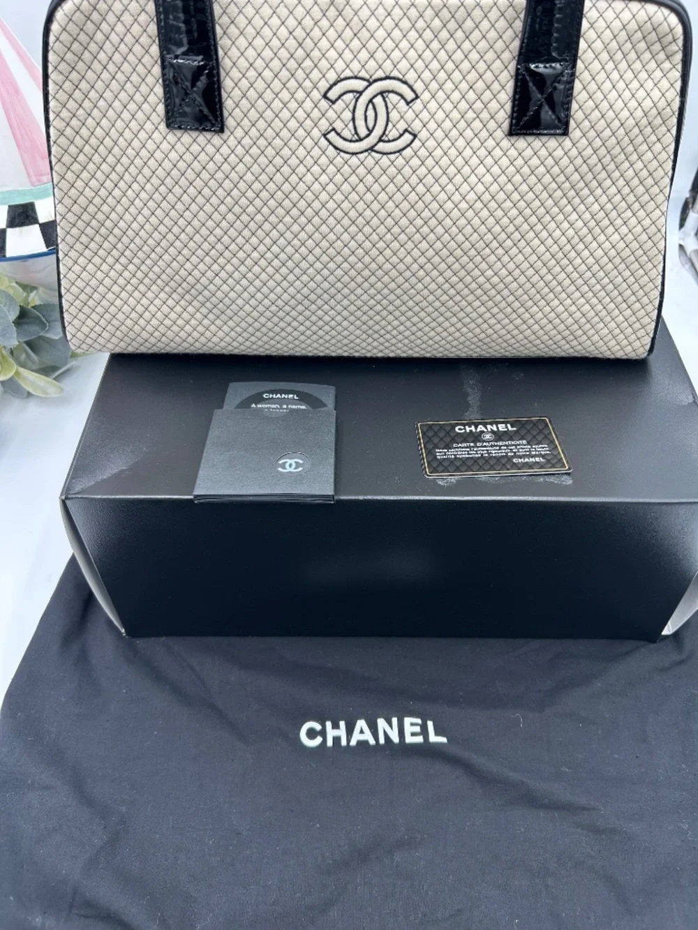 Women’s Chanel Quilted CC Bowling Bag  Vintage Karl Lagerfeld Collection.